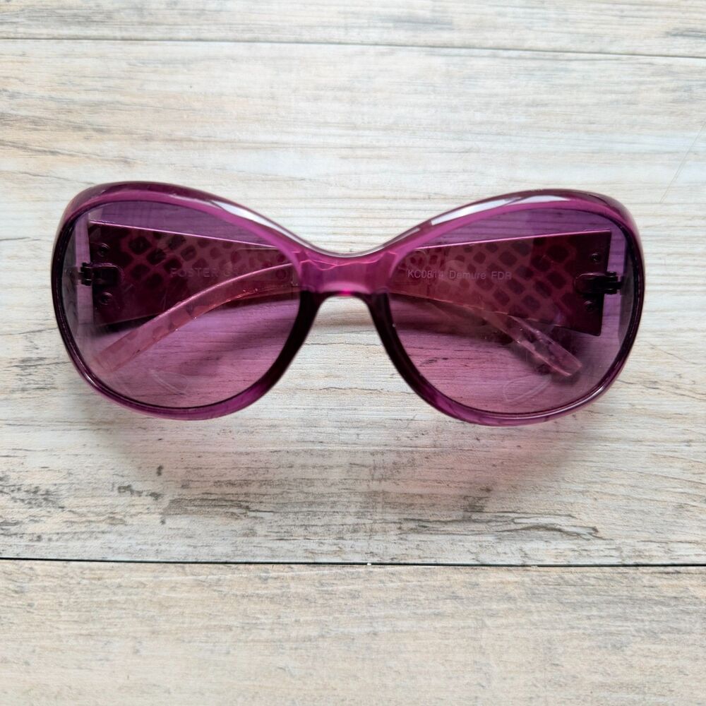 Foster Grant Y2K Sunglasses Purple Oversized Demure Retro Glam UV Protection